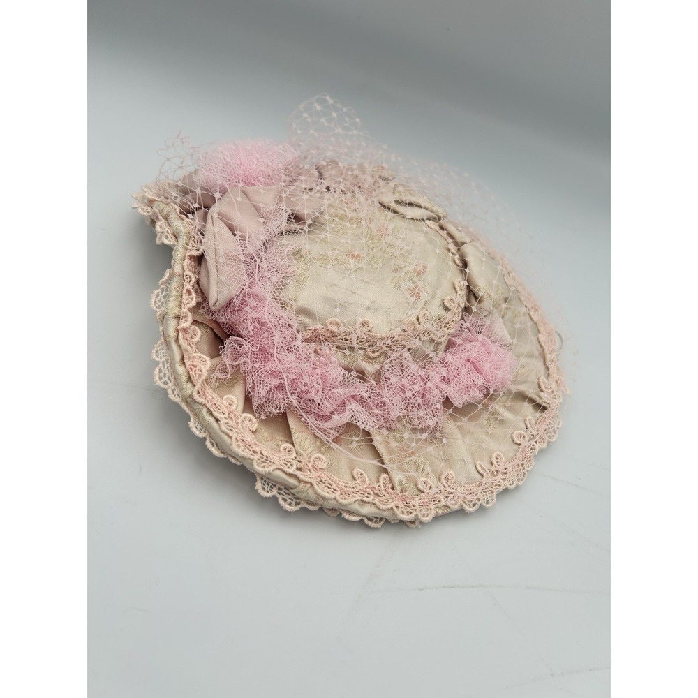 Edwardian Style Vintage Hair Piece Hat Pink Woman's Victorian Style